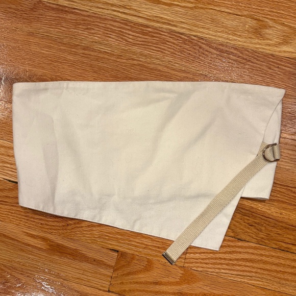 Meshki Strapless White Asymmetrical Crop Top Size Medium - Picture 1 of 3